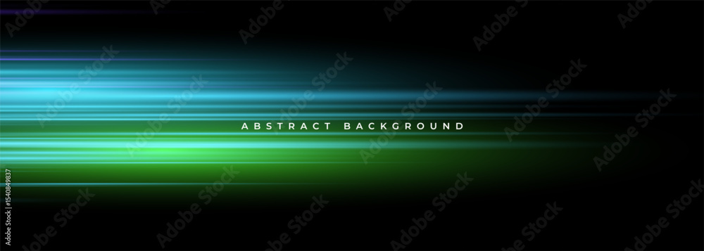 Poster Black modern wide abstract technology background with glowing high-speed and movement light effect. Vector illustration
