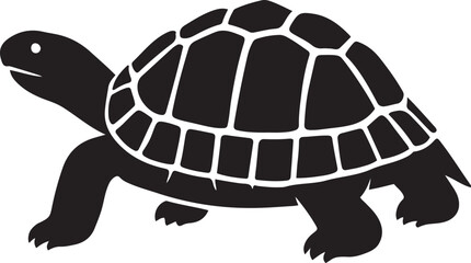 Tortoise silhouette simple black style, Land turtle minimal black and white drawing