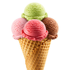 Three Scoops of Ice Cream in a Waffle Cone