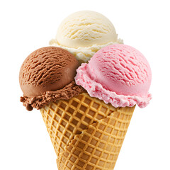 Three Scoops of Ice Cream in a Waffle Cone