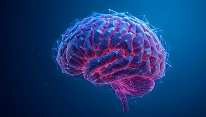 Fototapeta premium Low poly brain illustration isolated