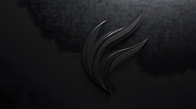 Digital illustration of a stylized, dark gray wing-like pattern against a textured black background.