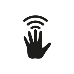 Hand with Wi-Fi icon. Wireless connection symbol in hand. Vector illustration.