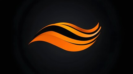 Fototapeta premium 3D render of a dynamic, stylized wave with overlapping black and orange lines.