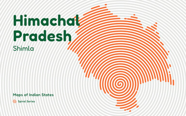 Himachal Pradesh Spiral Vector Map with Capitals Shimla and Dharamshala – Eco-Tourism Region