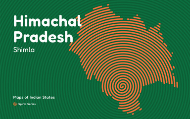Himachal Pradesh Spiral Vector Map with Capitals Shimla and Dharamshala – Eco-Tourism Region