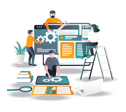 The web developer team is building a smartphone app in flat design