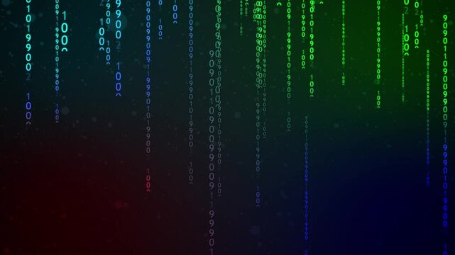 Abstract digital rain falling binary code background data stream information technology