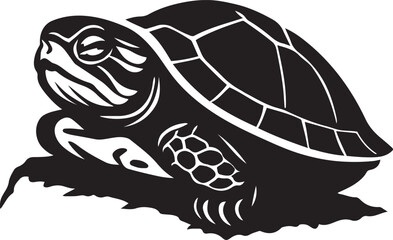 Turtle silhouette black and white stylish design, Modern turtle art clean vector layout