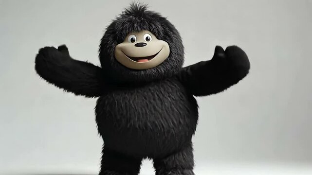 Cheerful cartoon gorilla character with playful expression