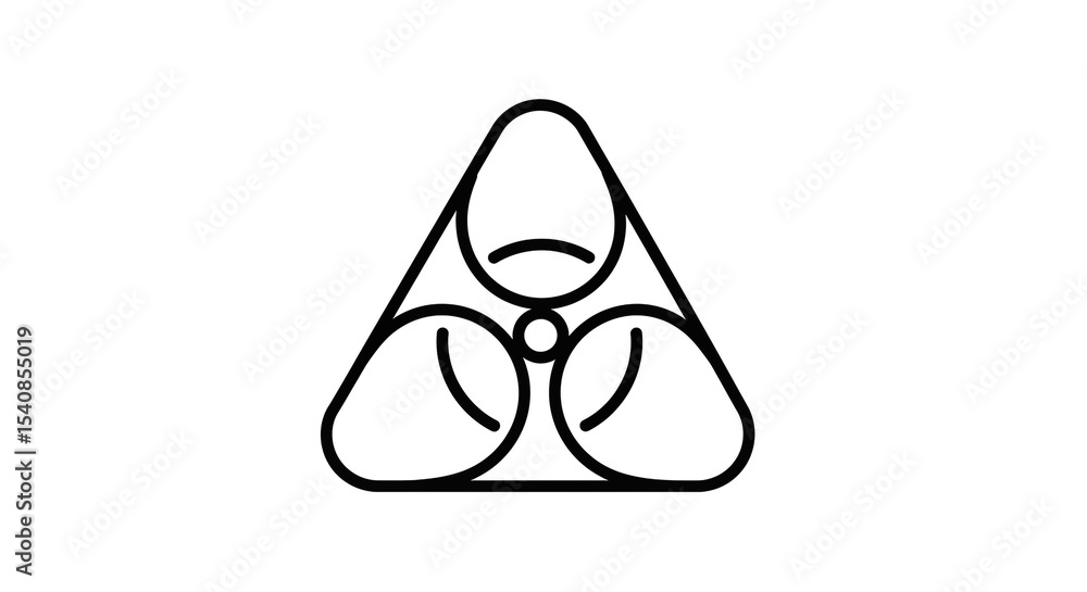 Aufkleber a simple black and white line drawing of a biohazard symbol inside of a triangle shape outline desig