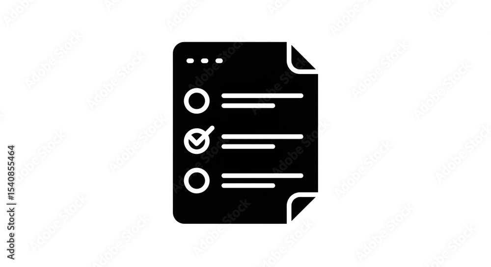 Aufkleber a black and white checklist icon with circles and a checkmark on a white background image view