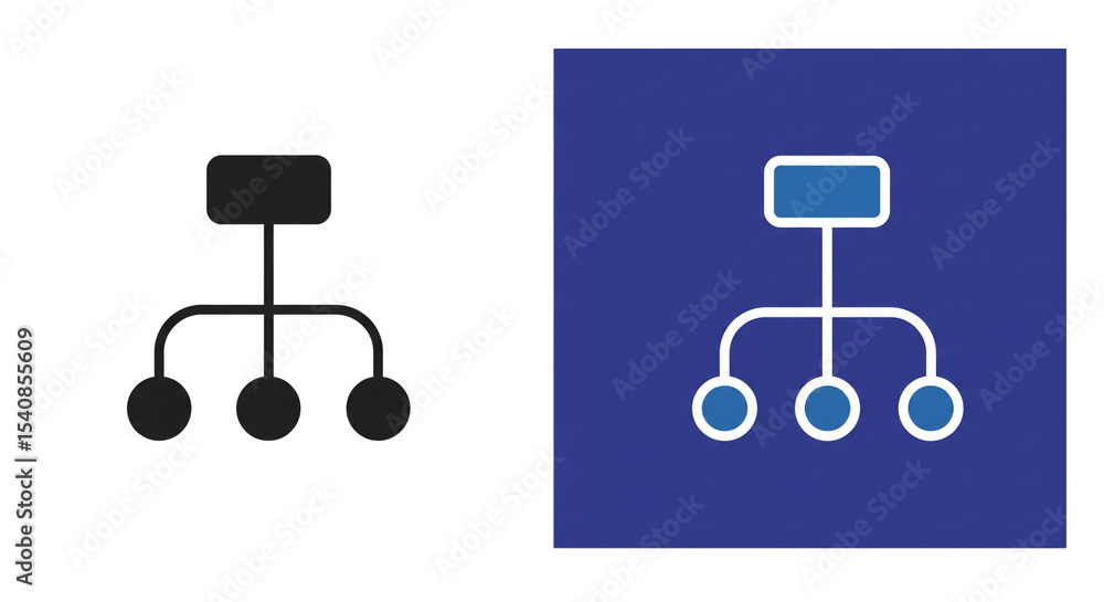 Poster a comparison of a black and white hierarchy chart and a blue and white hierarchy chart on a blue bac