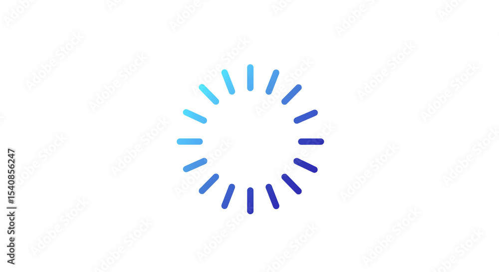 Aufkleber a gradient blue circle composed of dashes on a white background in a simple minimalist style design