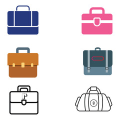 briefcase and bag icon vector