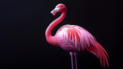 Naklejka premium Digital illustration of a vibrant pink flamingo in a poised stance.