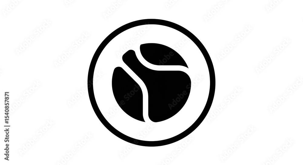 Poster a black abstract shape inside a white circle with a black outline on a white background simple desig