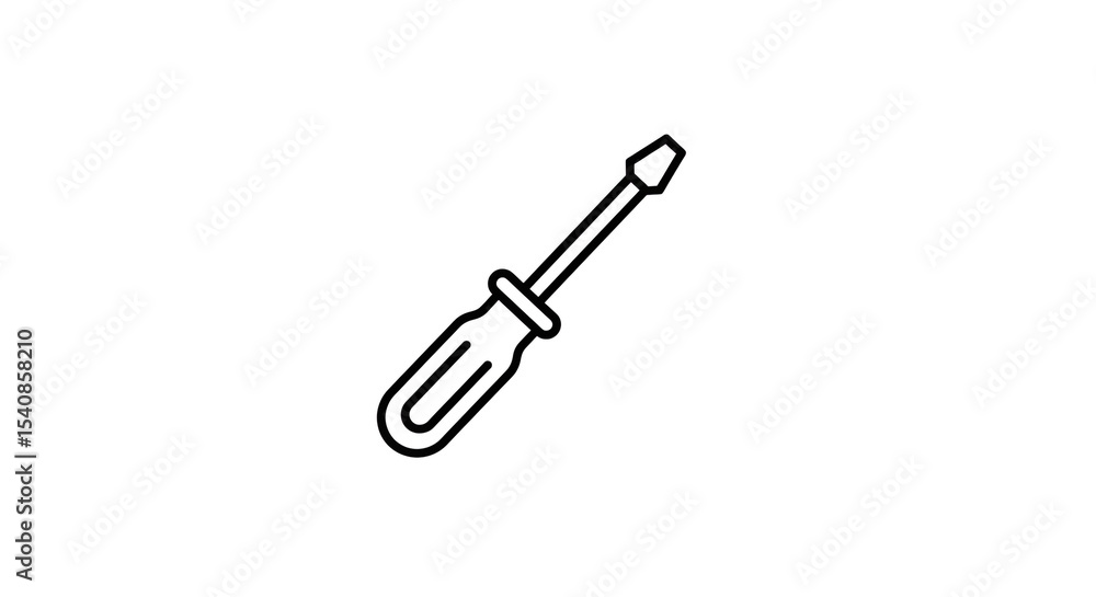 Aufkleber a simple line drawing of a screwdriver with a black outline on a plain white background image view