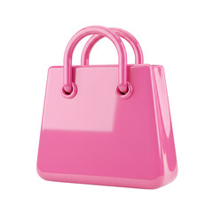 Pink Glossy Handbag 3D Icon isolated on a transparent background purse