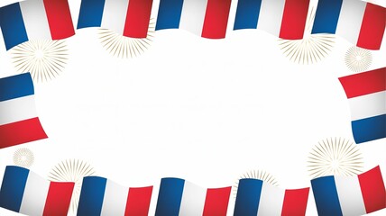 French Flag Border with Fireworks – Bastille Day Frame Template