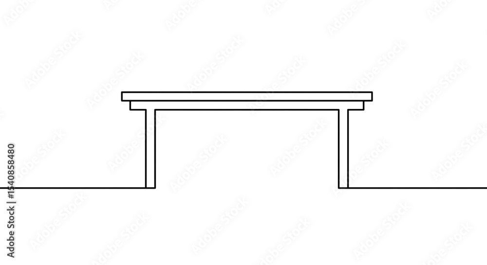 Poster a simple line drawing of a table with a flat surface and four legs on a white background design view