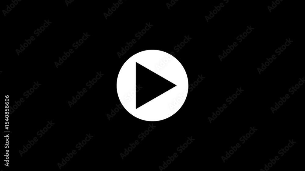 Poster video play, audio play button icon animation. glowing play button animation. play button symbol insi