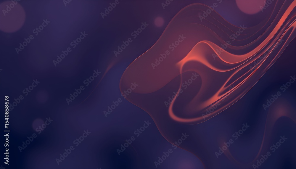 Poster abstract flowing shapes with gradient colors against a dark background.
