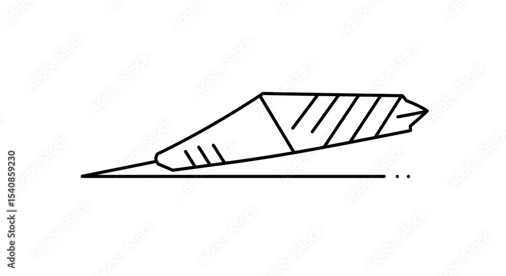 Aufkleber a simplistic line drawing of a rocket ship resting on a launch pad in black and white design style