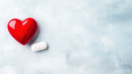 A white pill is next to a red heart