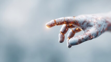 A robotic hand pointing to something
