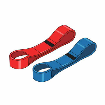 Pair of Red and Blue Resistance Bands for Fitness

