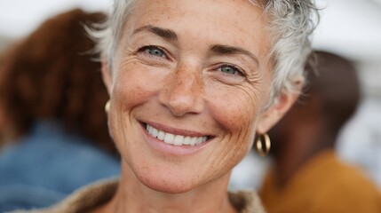 A woman with a smile on her face