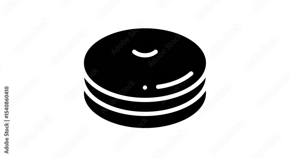 Aufkleber a monochrome depiction of a stack of pancakes with a simple design on a white background view front