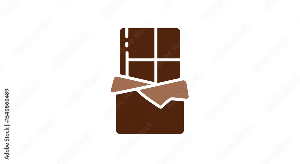 Poster a stylized chocolate bar with wrapper partially removed on a white background in a simple illustrati