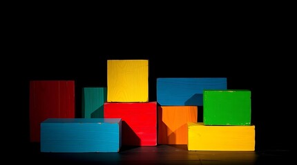 Obraz premium Colorful wooden blocks abstract composition