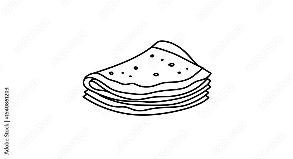 Aufkleber a simple black and white line drawing of a stack of tortillas on a plain white background image view