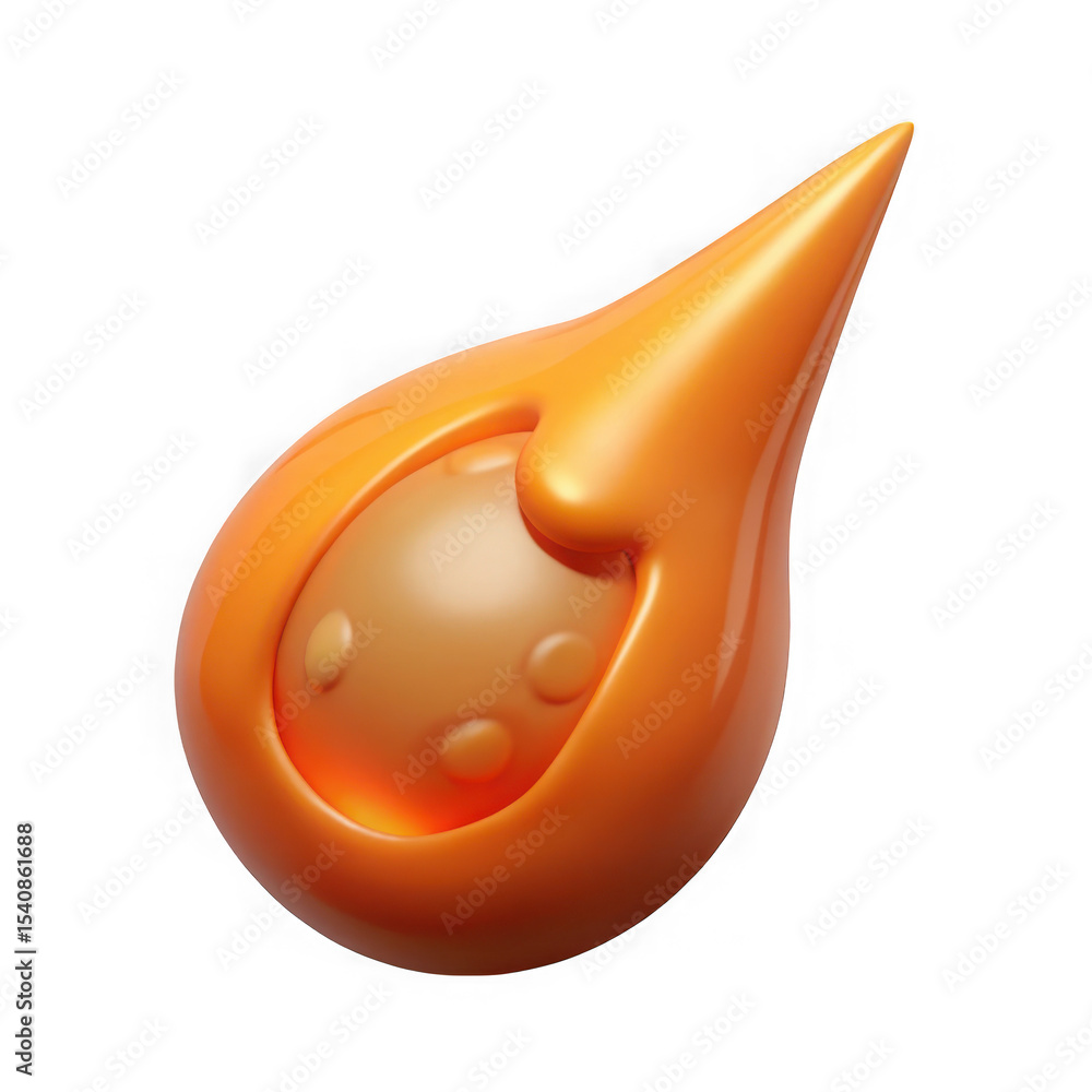 Poster abstract 3d rendered fiery shape isolated on transparent background with smooth glossy surfaces.