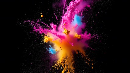 A dynamic explosion of vibrant colors creates an abstract artistic representation.
