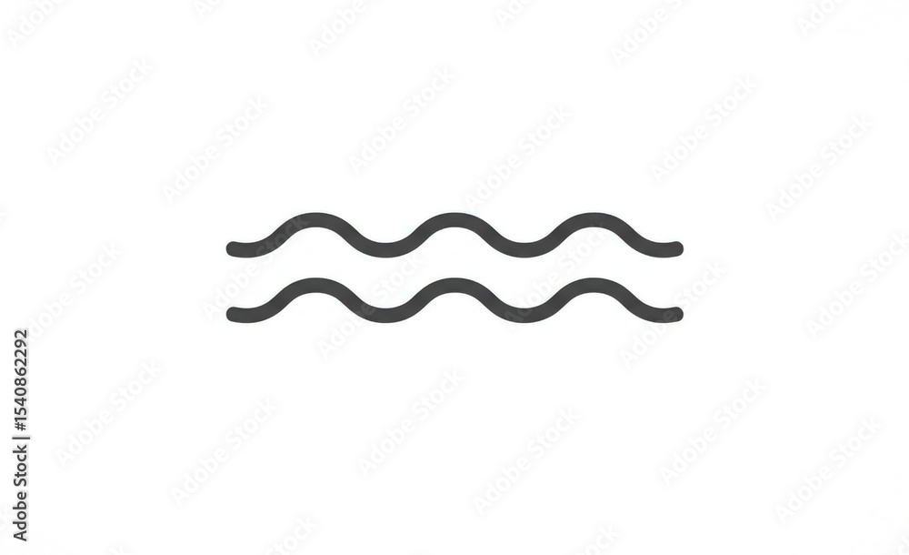 Aufkleber a simple graphic illustration of two wavy lines in dark gray on a plain white background centered vi