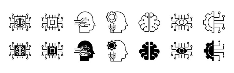 Artificial Intelligence icon set isolated on white background vector illustration	