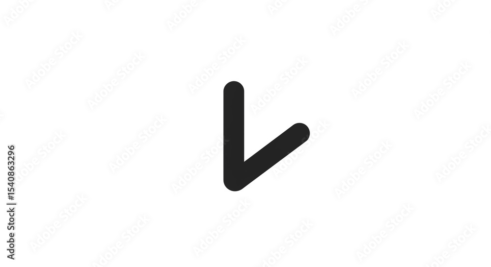 Aufkleber a simple dark gray arrow pointing down and to the right on a plain white background in a minimalist 
