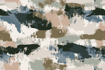 Abstract hunting camouflage, seamless texture, military camouflage pattern, Army or hunting dark khaki brown camo clothes. Camouflage wallpaper for textile and fabric. Fashion camo style. Vector