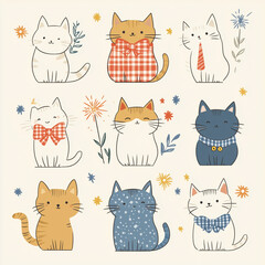 A hand-drawn illustration arranged in a full composition cat