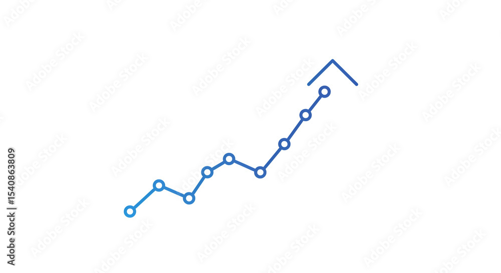 Aufkleber a blue line graph with circles marking data points showing an upward trend on a white background spa