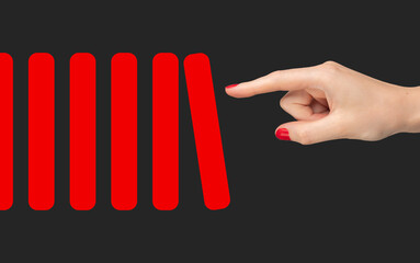 Risk management in business, evaluating obstacles and avoiding crisis or bankruptcy. Hand making