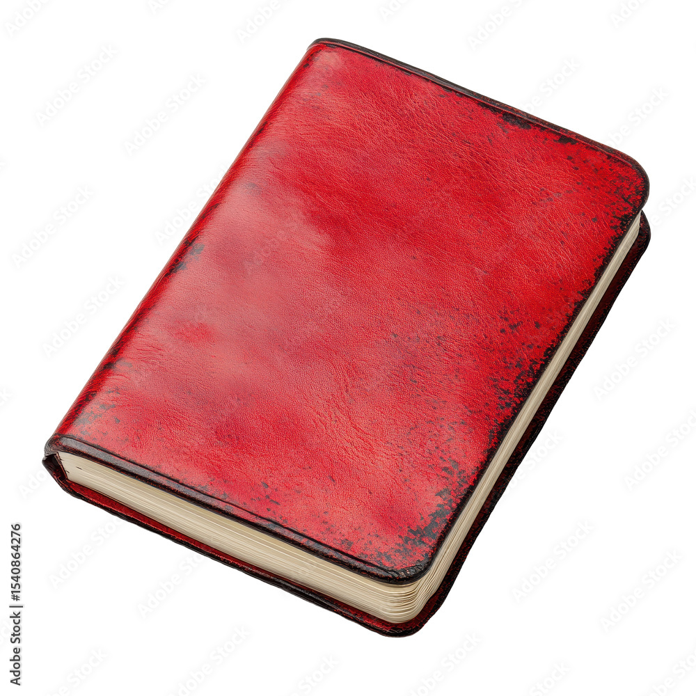 Aufkleber red bound notebook resting on a transparent background showcasing its textured cover and minimalist 