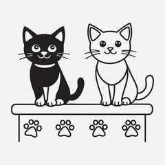 Cat Animal set line art vector 