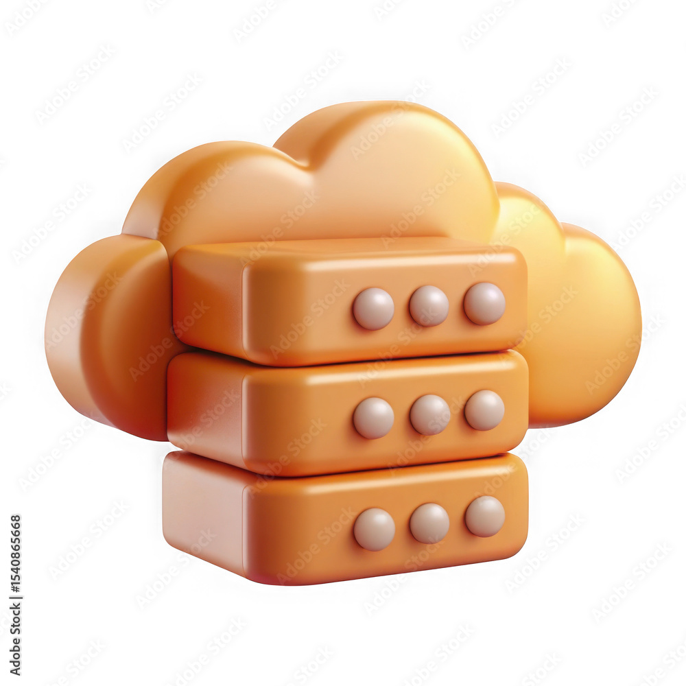 Poster conceptual 3d illustration of cloud computing server storage and data management in digital space