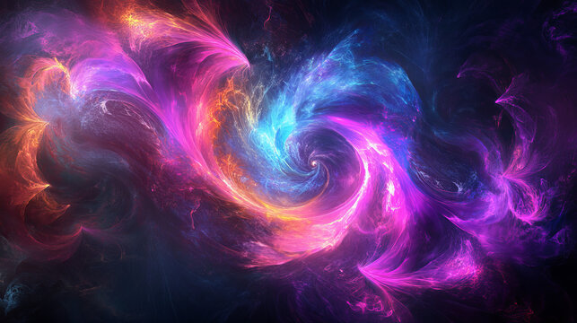 Glowing Abstract Vortex with Swirling Neon Lights – Cosmic Energy Background