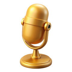 Golden retro microphone 3d render illustration